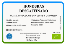 Café Descafeinado de Honduras. Swiss Water. Sin químicos