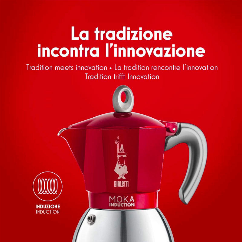 Bialetti Moka Express Red, Cafetera Italiana Espresso, Aluminio +